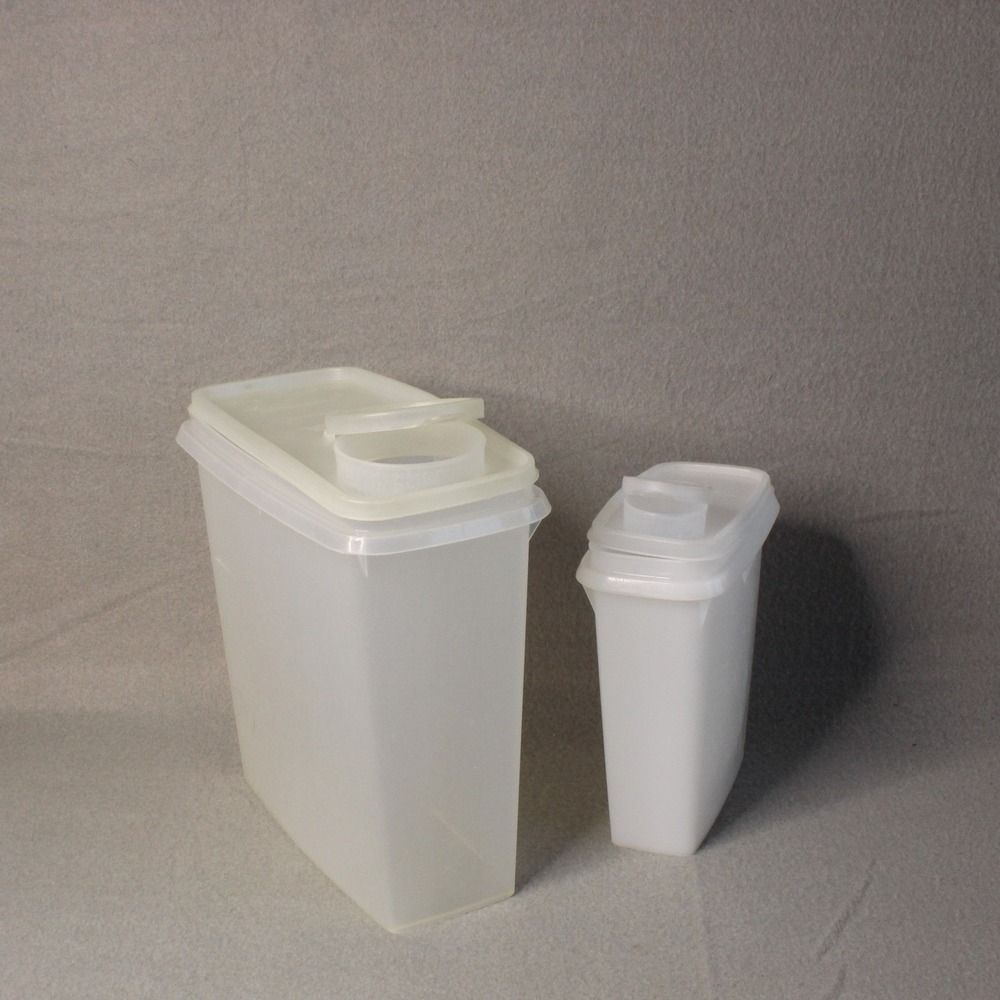 Vintage Tupperware Store N Pour Container Keeper Cereal & Junior Set 2 Sheer - Picture 2 of 8
